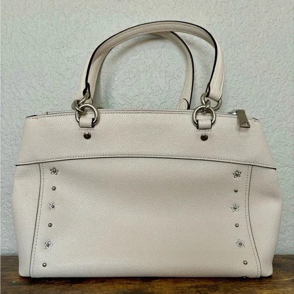 NEW Coach Mini Brooke Carryall Small Satchel Crossbody Chalk Silver Rivets - Picture 6 of 11